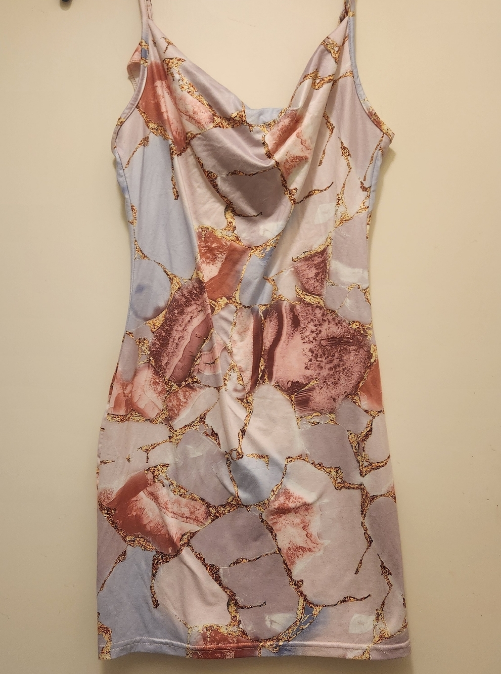 SHEIN Satin Slip Dress in Dusty Rose, Lavender & Gold